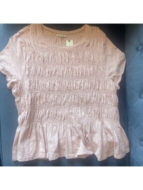 Pilcro Tabby Tee Cotton Peplum Top L Pink Anthropologie Urban O Middleton Shirt
